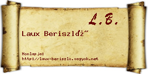 Laux Beriszló névjegykártya